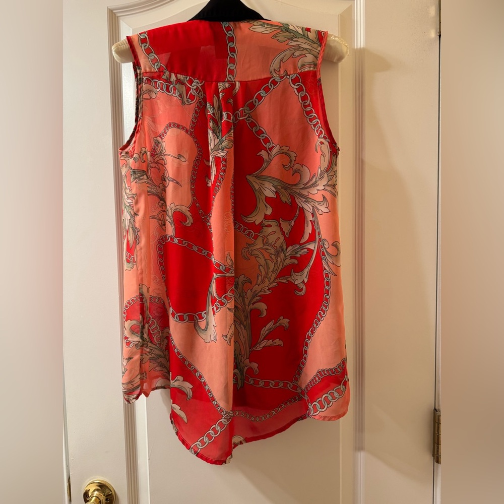 Metaphor Red and Black Patterned Sleeveless Top Size Small - Picture 3 of 8